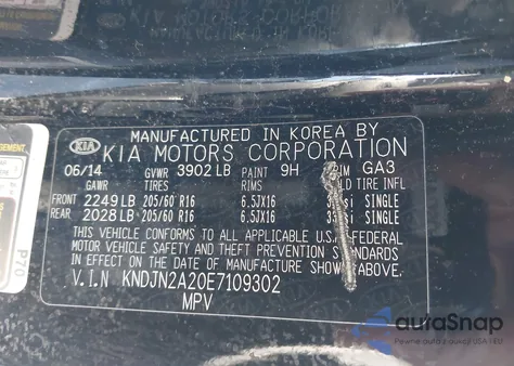2014 Kia Soul from USA, damaged, VIN KNDJN2A20E7109302